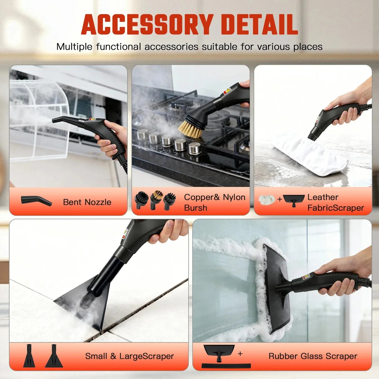 2500W Portable Handheld Steam Cleaner 110V With Accessories