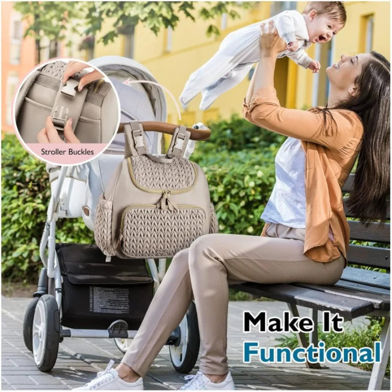 Mommy Diaper Bag Stroller Organizer With Insulated Pocket Changing Pad Travel