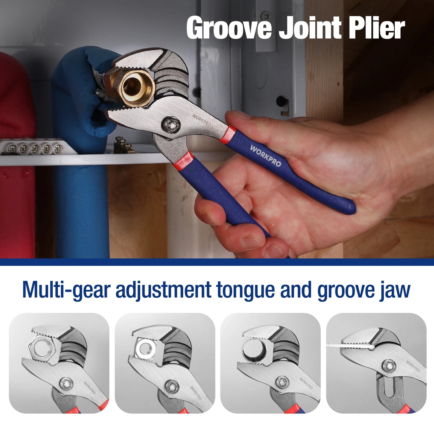 Workpro 7 Piece Pliers Set With Groove Joint Long Nose Slip Joint Diagonal DIY