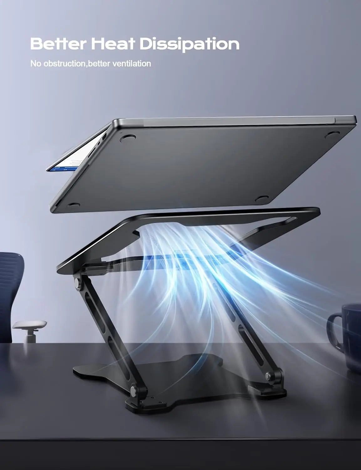 Adjustable Metal Laptop Stand Foldable Ventilated Riser