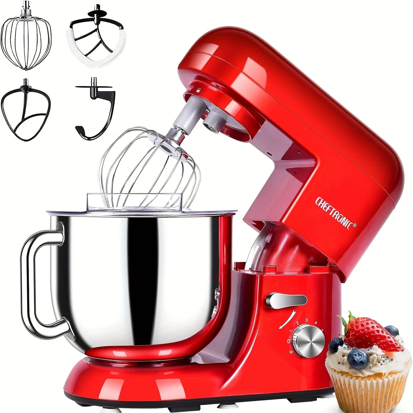 Cheftronic Stand Mixer 650W Tilt-Head 6-Speed With Accessories