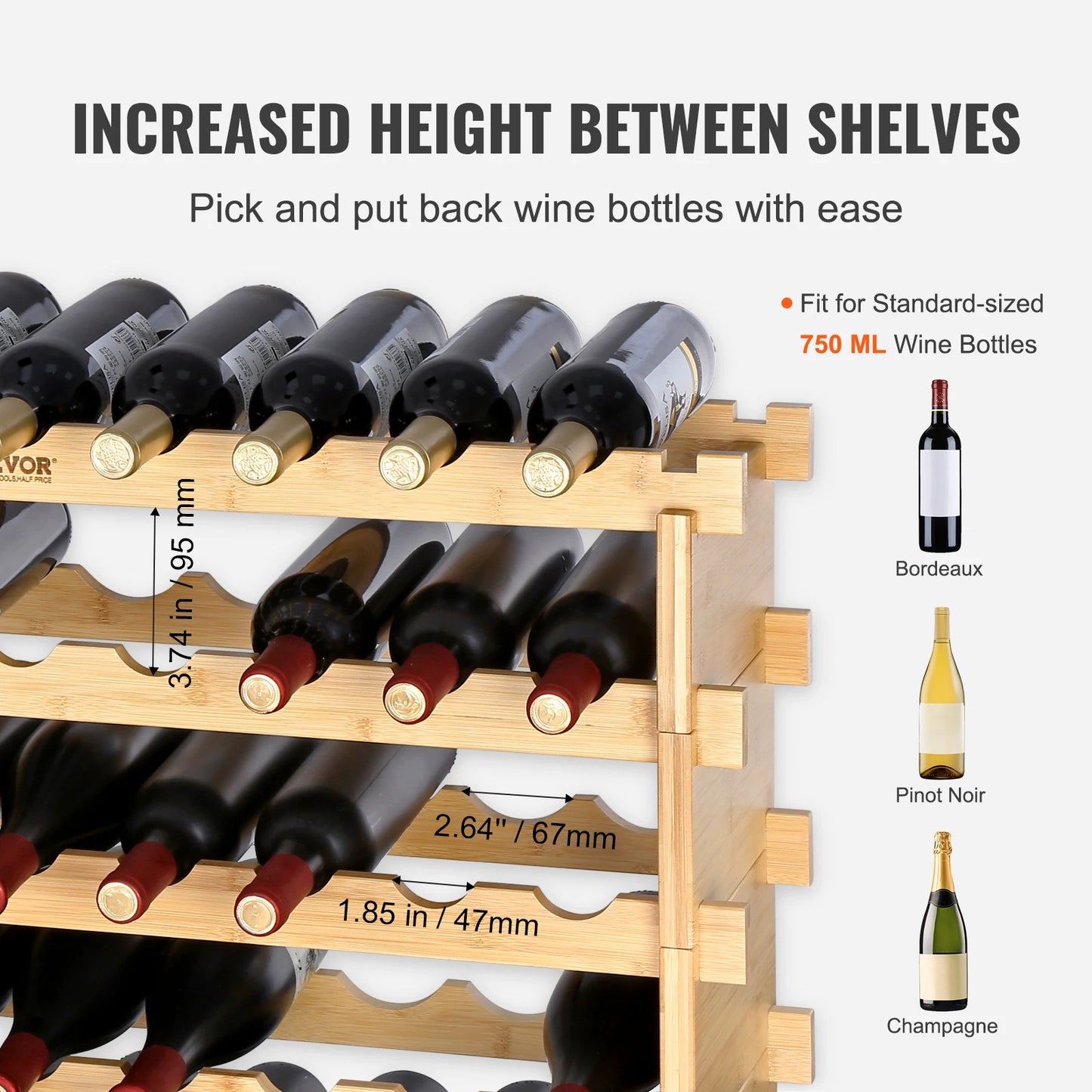 SucceBuy Bamboo Stackable Modular Wine Rack For Home Storage