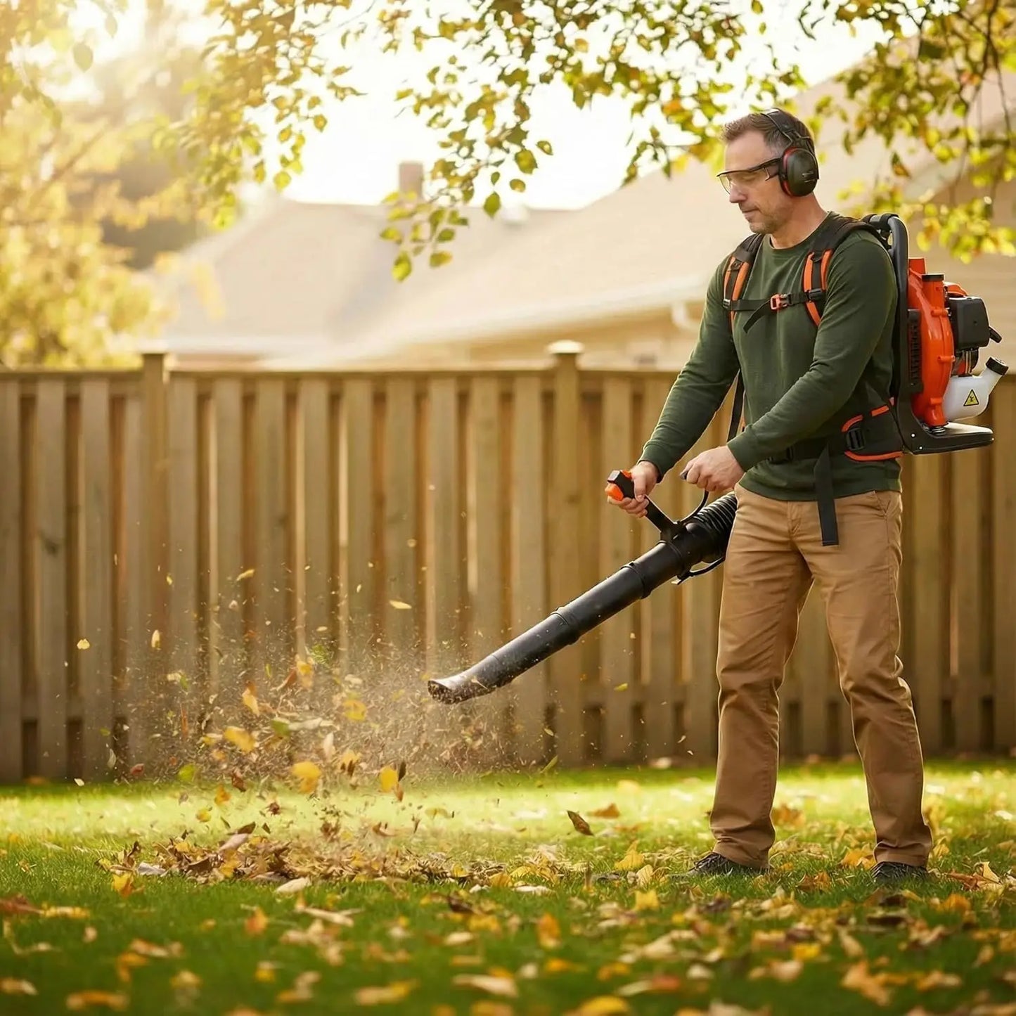 Gas Powered Backpack Leaf Blower With Adjustable 2-Stroke Engine