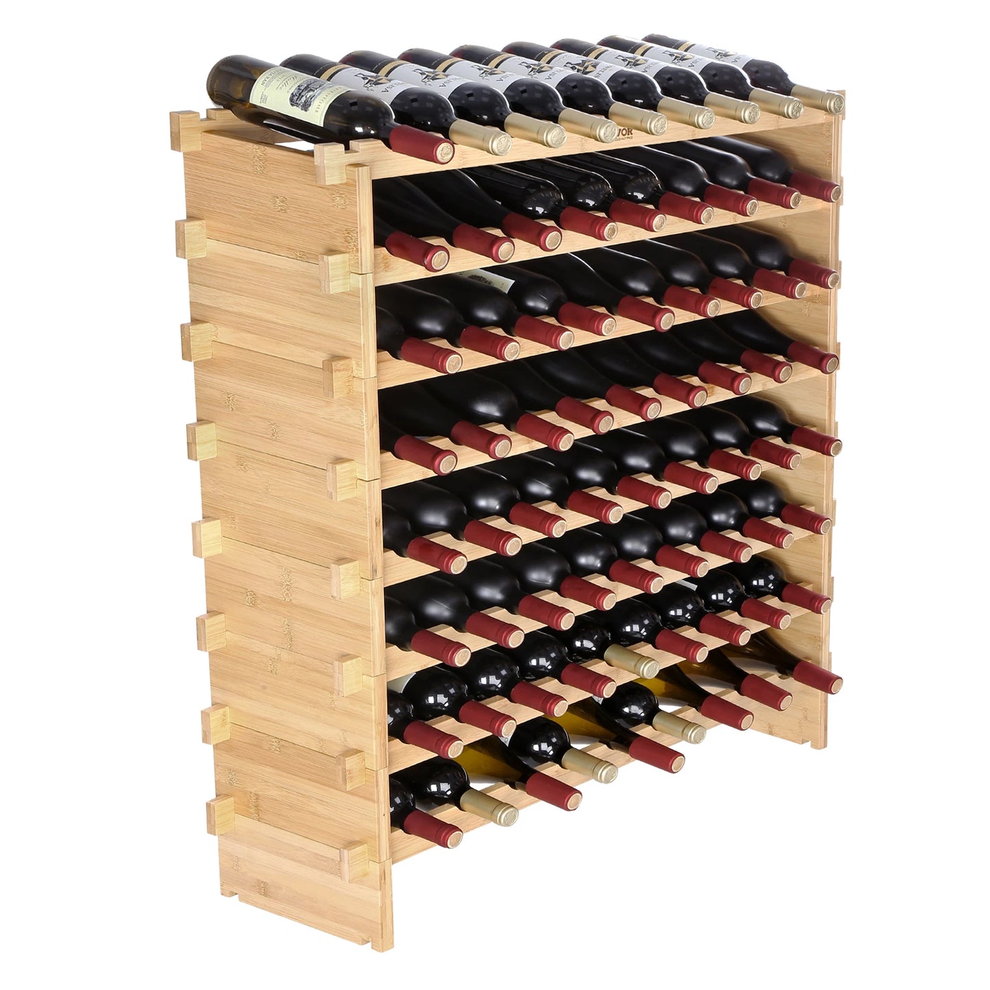 SucceBuy Bamboo Stackable Modular Wine Rack For Home Storage