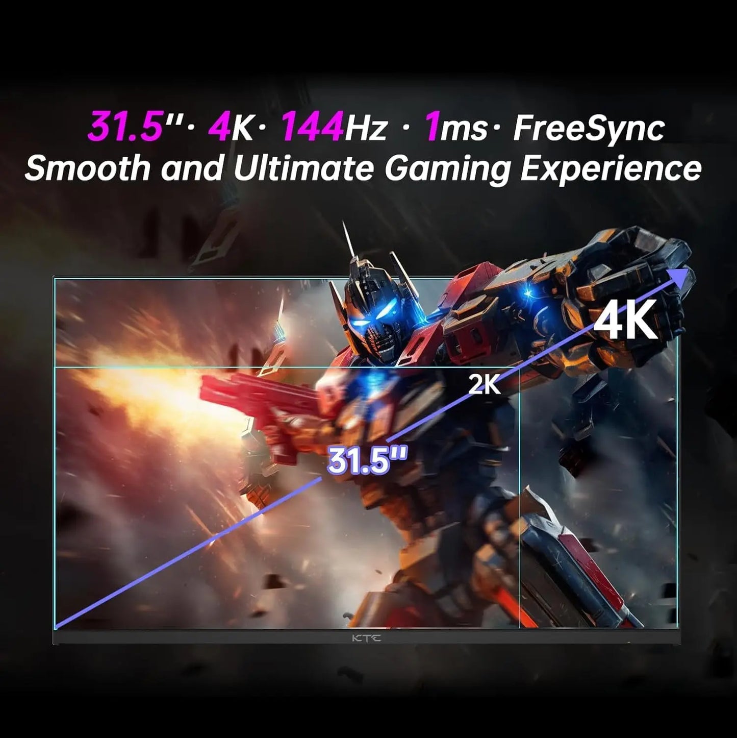 KTC 4K Mini LED Monitor HDR1000 165Hz Gaming Type C 45W
