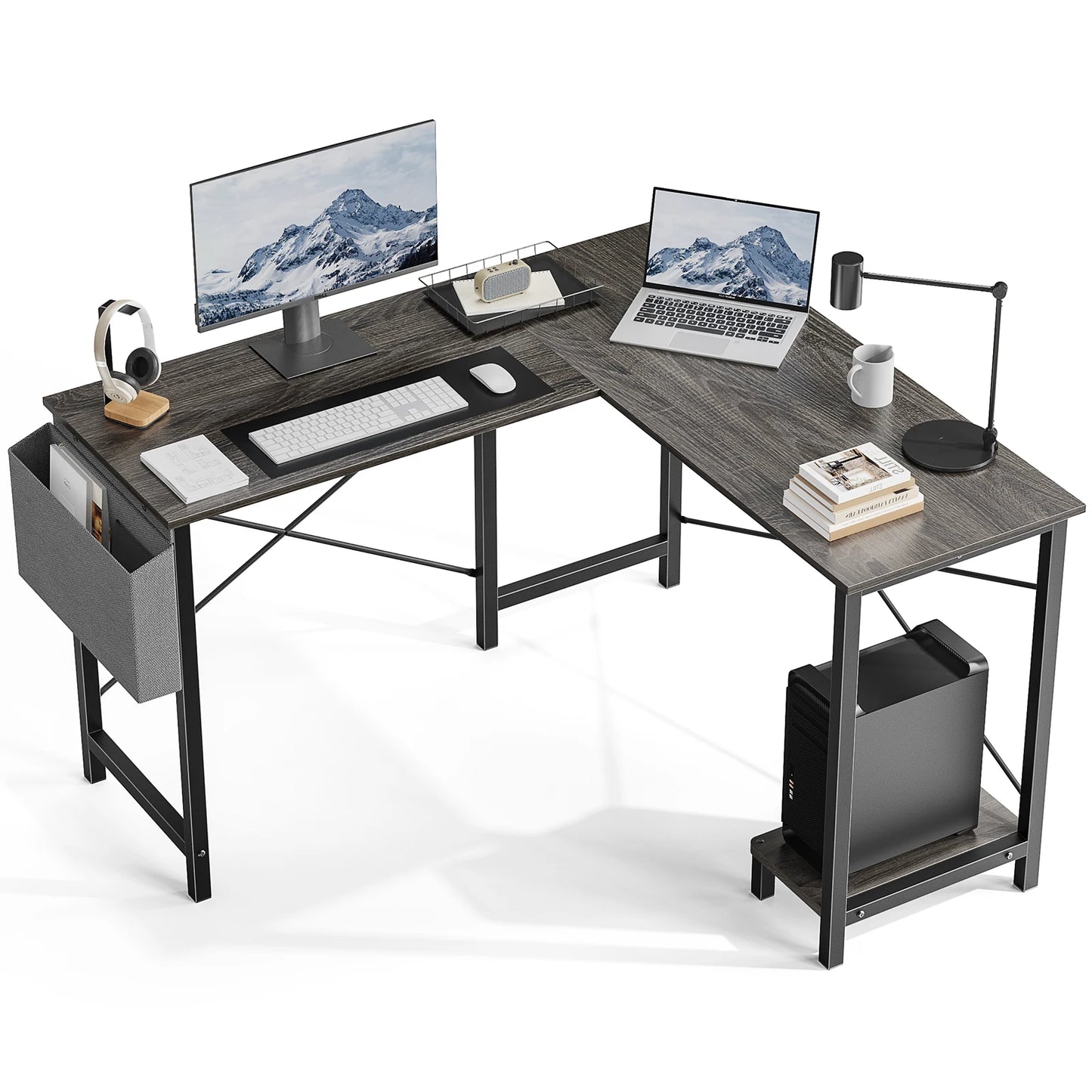 JHK Gaming Corner Desk With CPU Storage And Side Bag
