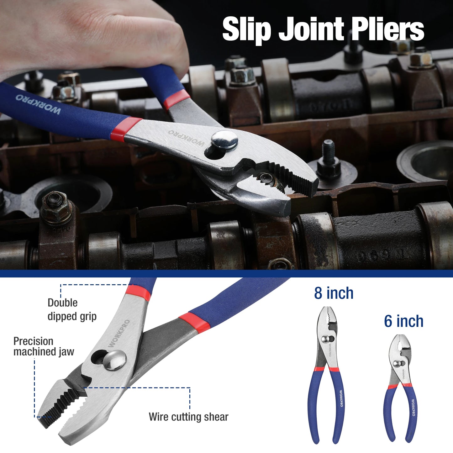 Workpro 7 Piece Pliers Set With Groove Joint Long Nose Slip Joint Diagonal DIY
