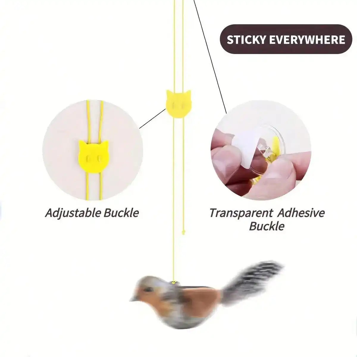 Interactive Cat Toy With Realistic Bird Sounds Battery Free Hanging Soft Plush