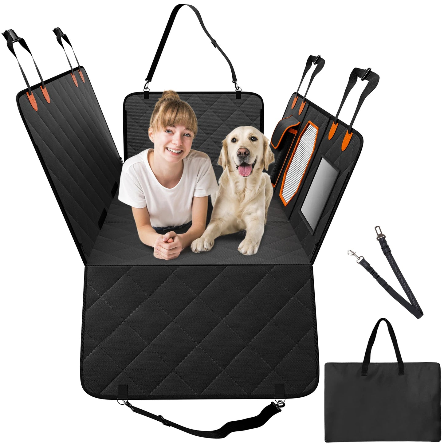 SucceBuy Waterproof 600D Dog Car Seat Cover With Mesh Window And Storage
