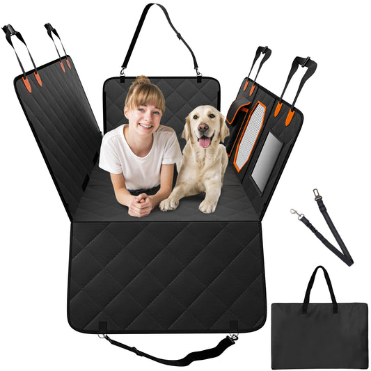 SucceBuy Waterproof 600D Dog Car Seat Cover With Mesh Window And Storage