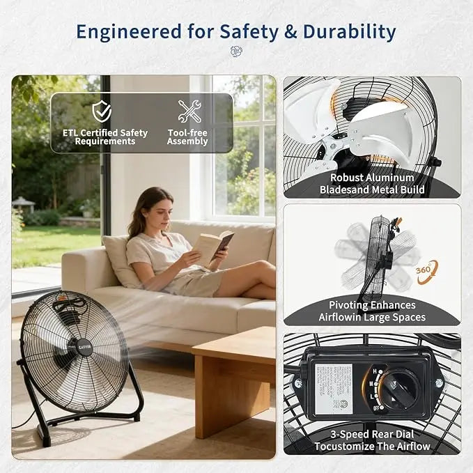 Acekool Industrial Floor Fan 3 Speed High Velocity Cooling