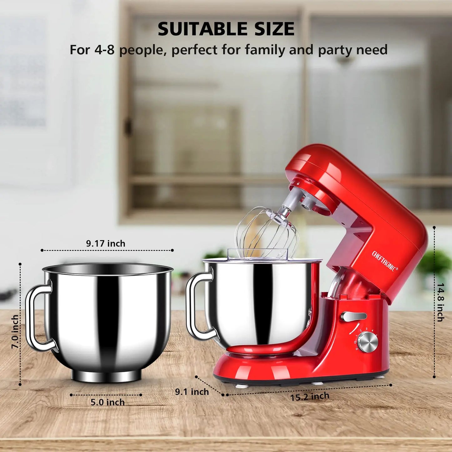 Cheftronic Stand Mixer 650W Tilt-Head 6-Speed With Accessories