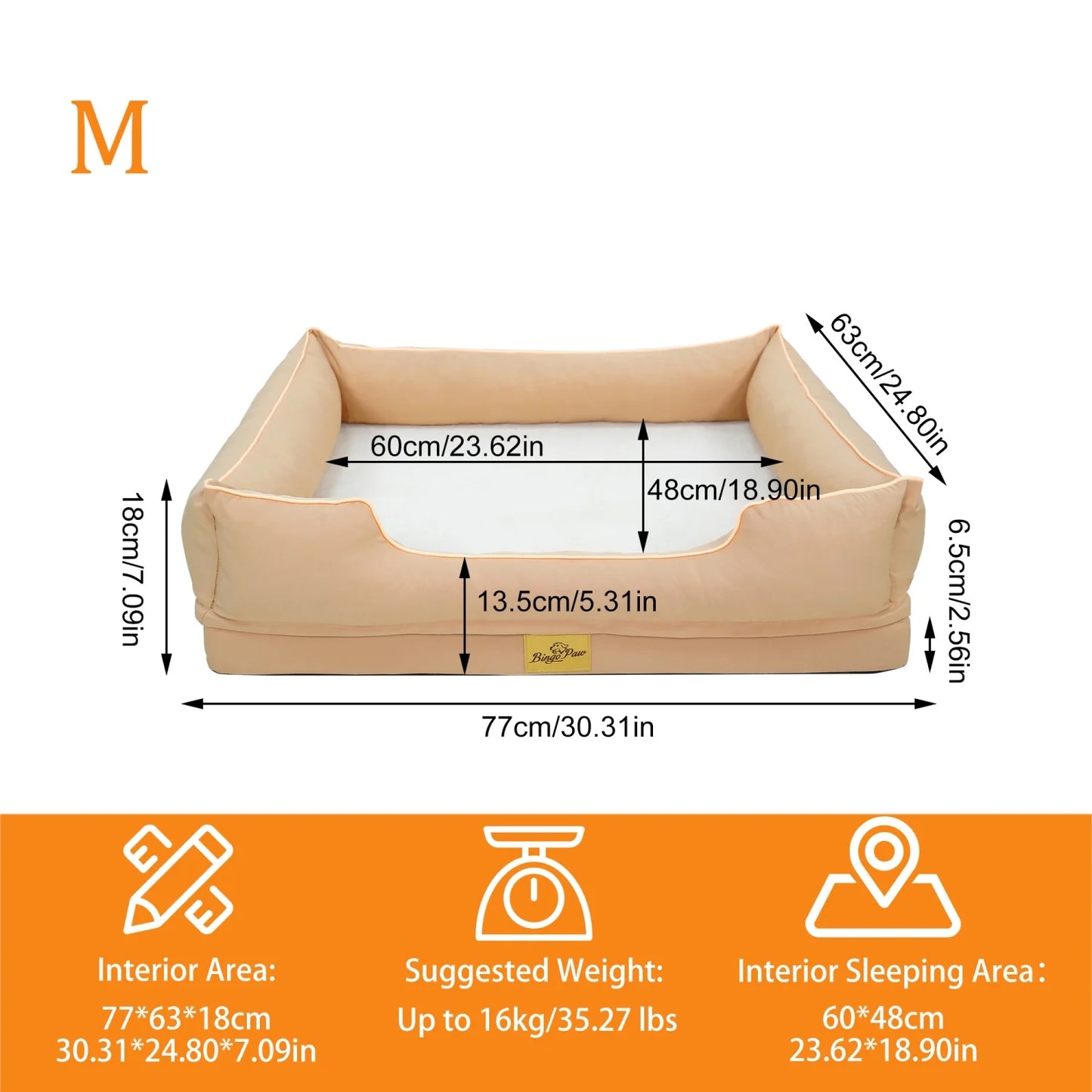 BINGOPAW Orthopedic Rectangular Dog Bed With Removable Cover