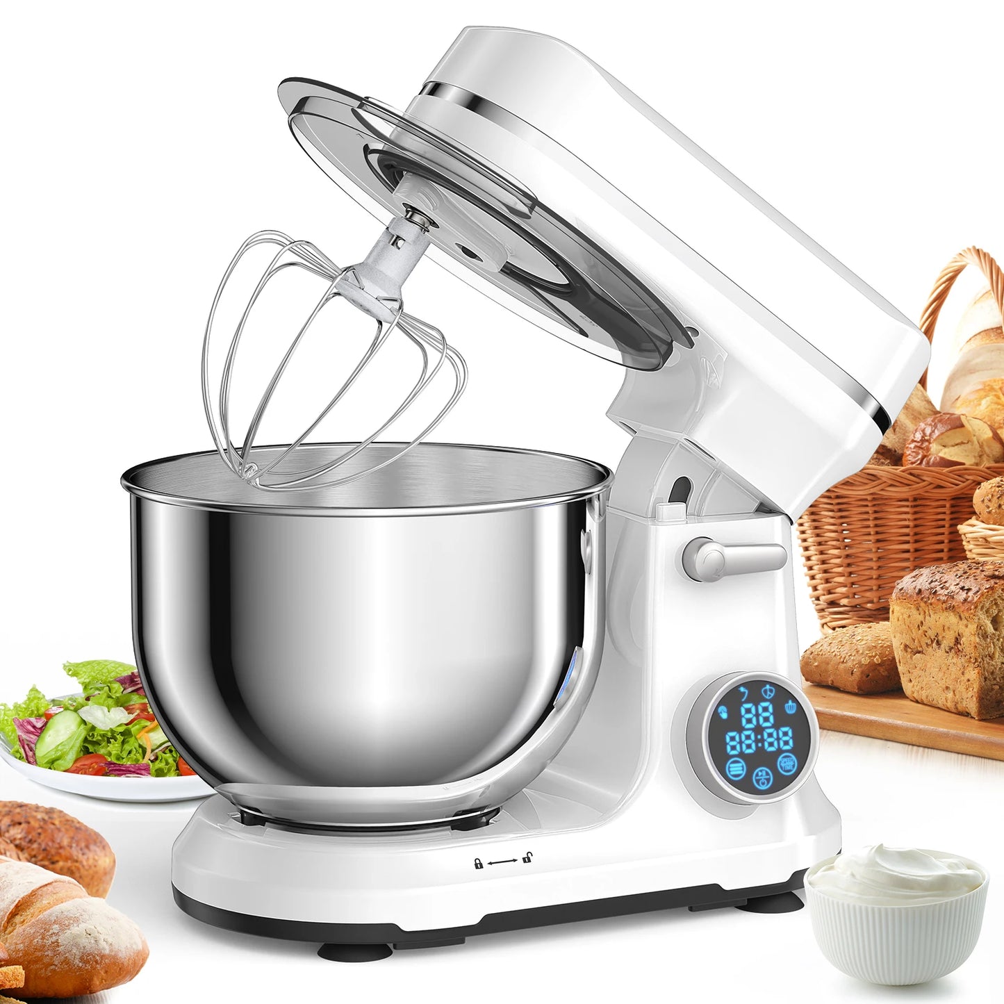 Biolomix 1200W Stand Mixer With 11 Speeds And OLED Display