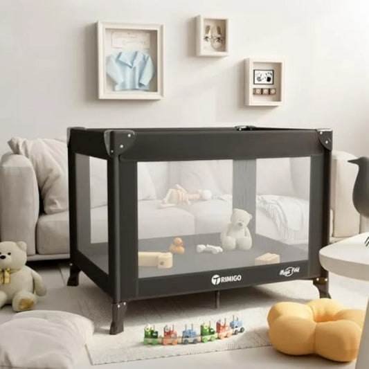 Portable Travel Crib Playpen With Mattress And Breathable Mesh