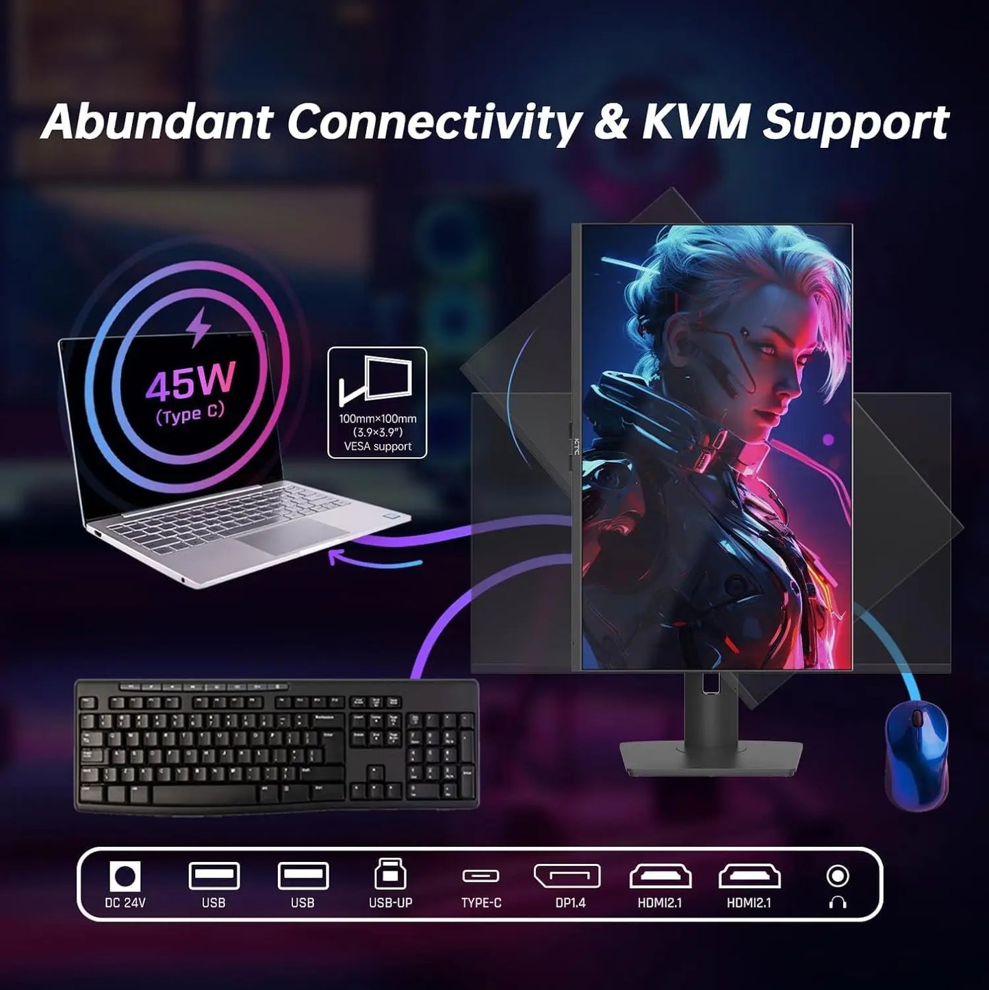KTC 4K Mini LED Monitor HDR1000 165Hz Gaming Type C 45W