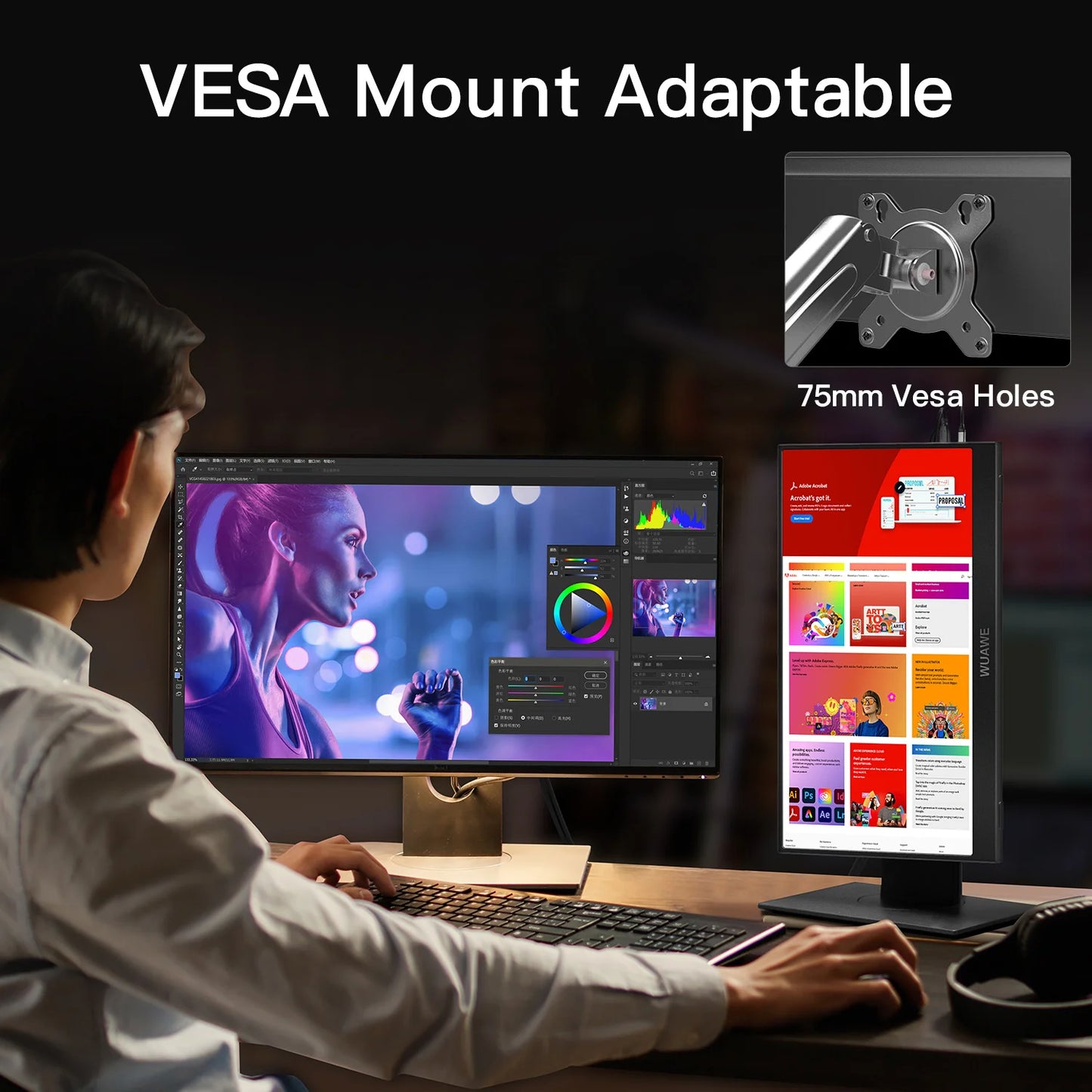 WUAWEB Portable Laptop Monitor HDR USB C HDMI Display