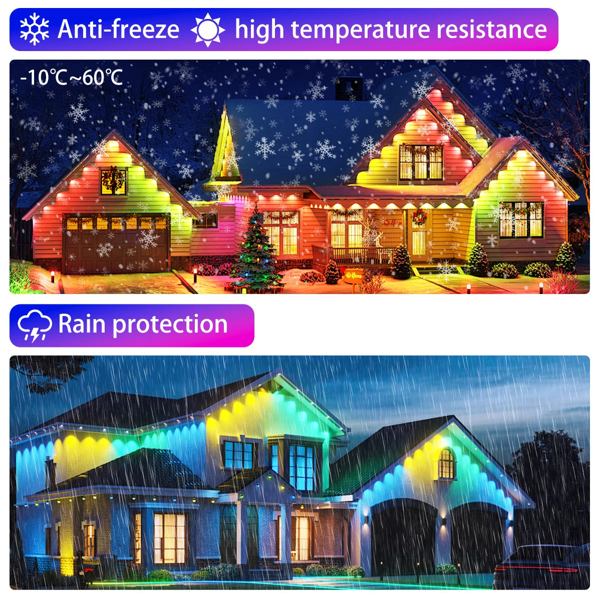 Aiopp Smart RGBIC Outdoor Lights Eaves Lighting With 72 Scene Modes