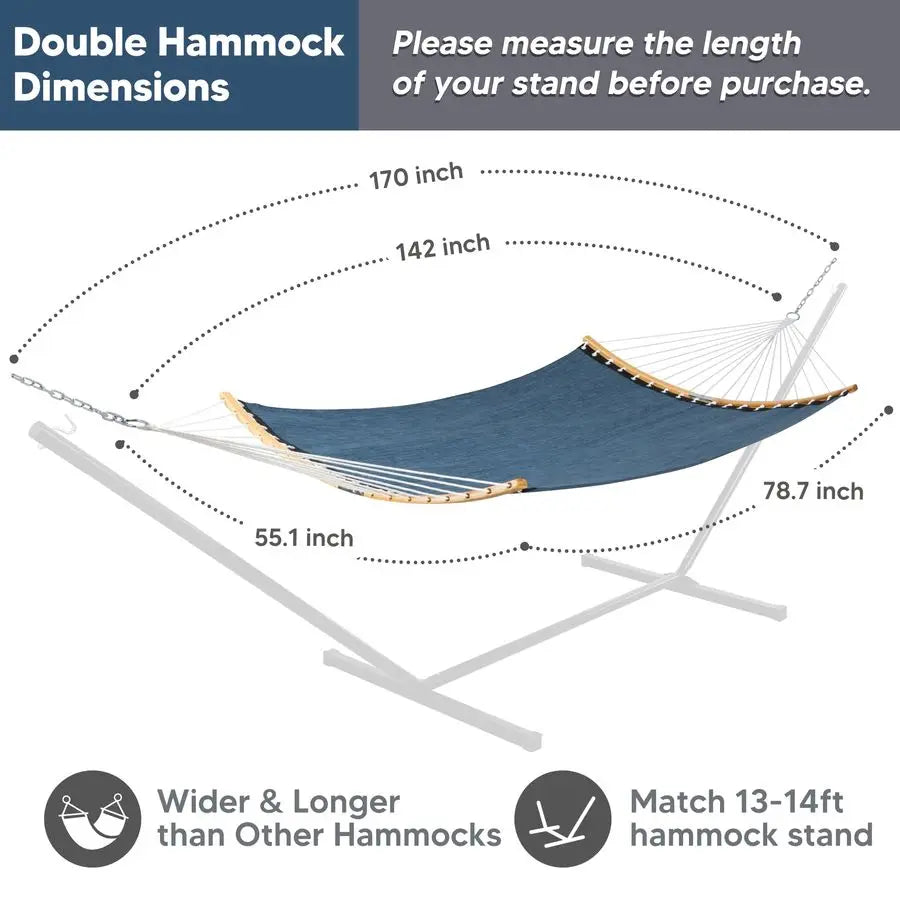 Heavy Duty Two Person Curved Bar Hammock For Poolside Patio
