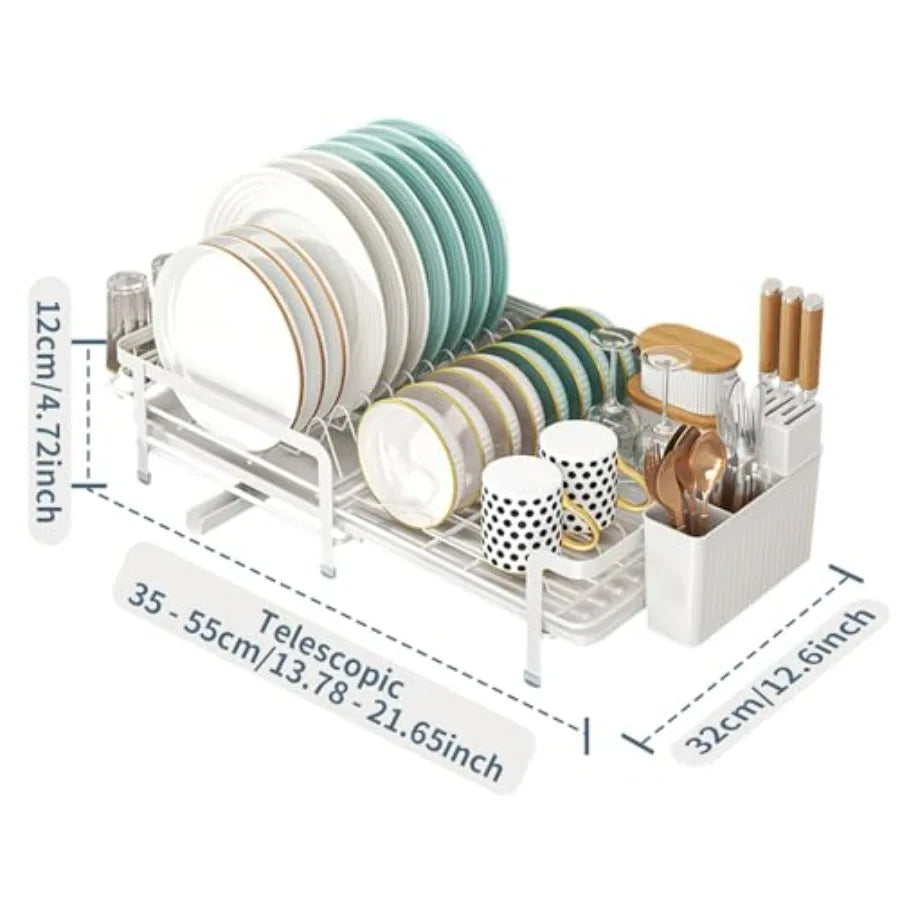 Expandable Dish Drying Rack Drainboard Rustproof Stainless Steel Utensil Holder