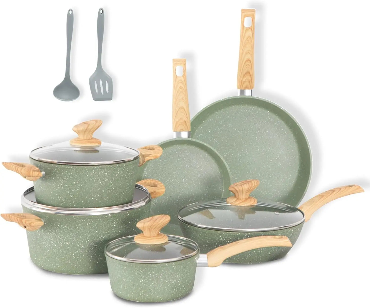 Nonstick Granite Induction Cookware Set PFOA PFOS Free Easy Clean