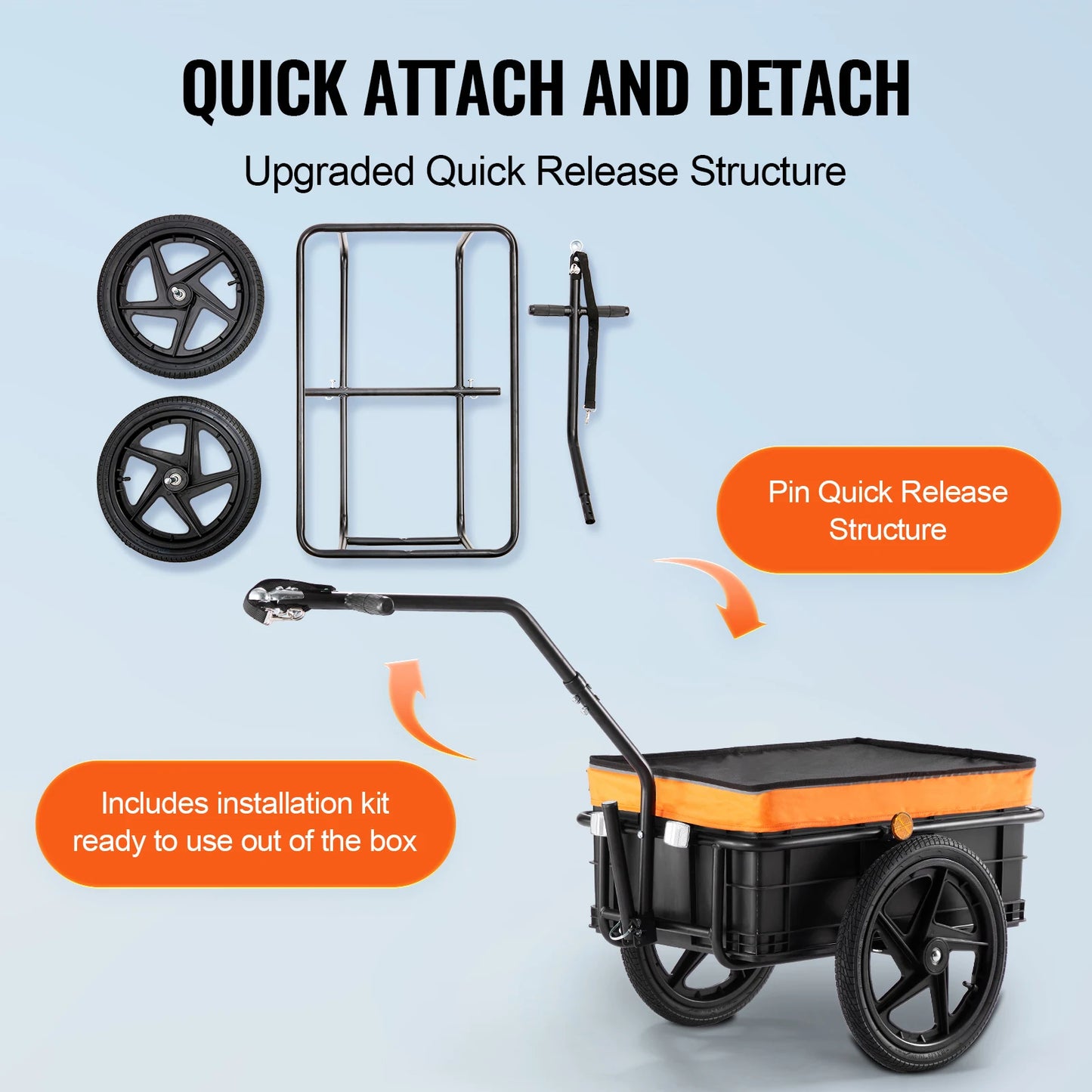 SucceBuy Foldable Bike Cargo Trailer with Reflectors for Bicycle Wagon