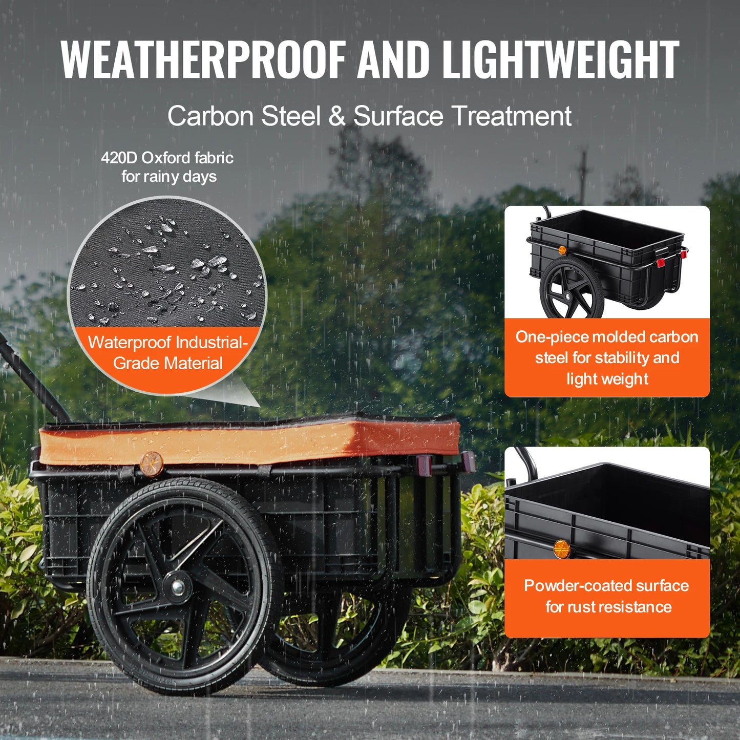 SucceBuy Foldable Bike Cargo Trailer with Reflectors for Bicycle Wagon