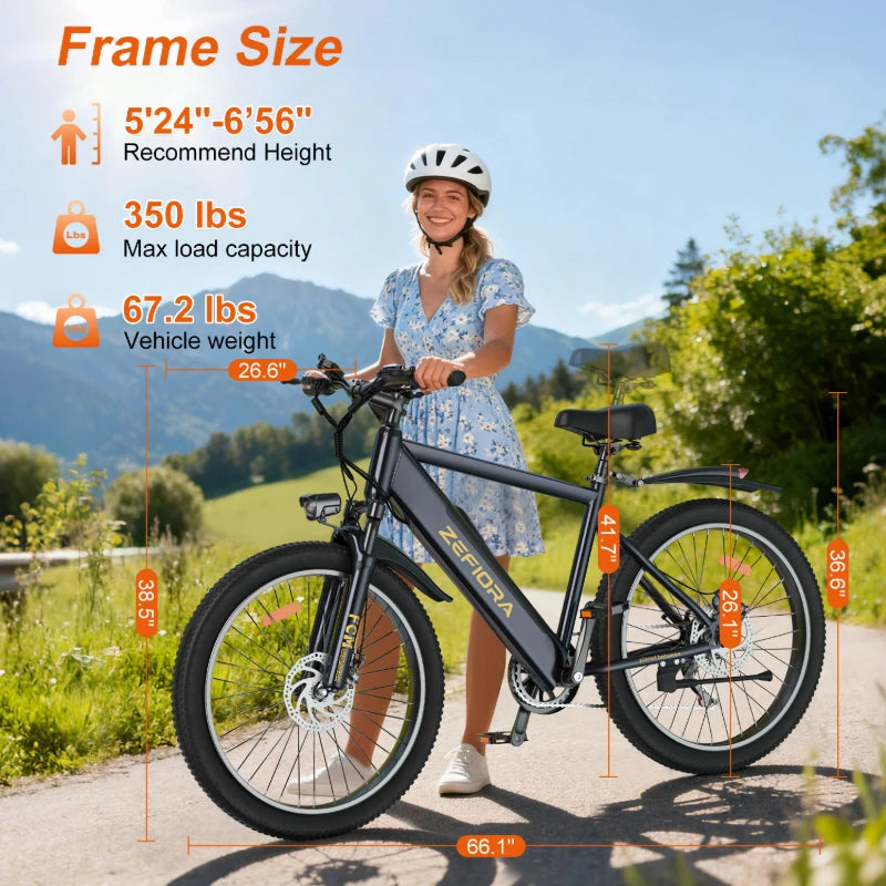 ZEFIORA Electric Bicycle 1000W 48V Aluminum Alloy Front Disc Brake