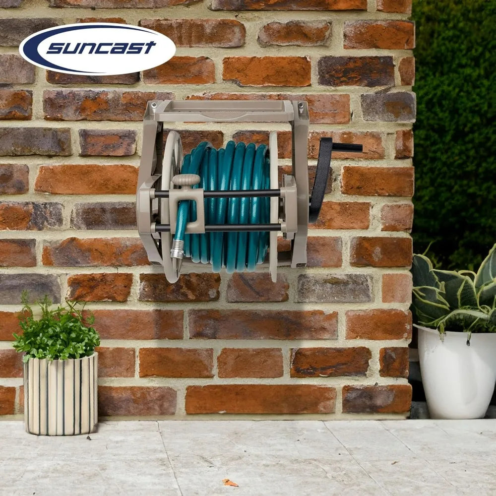 Wall Mounted Hose Reel And Accessory Tray Organizer