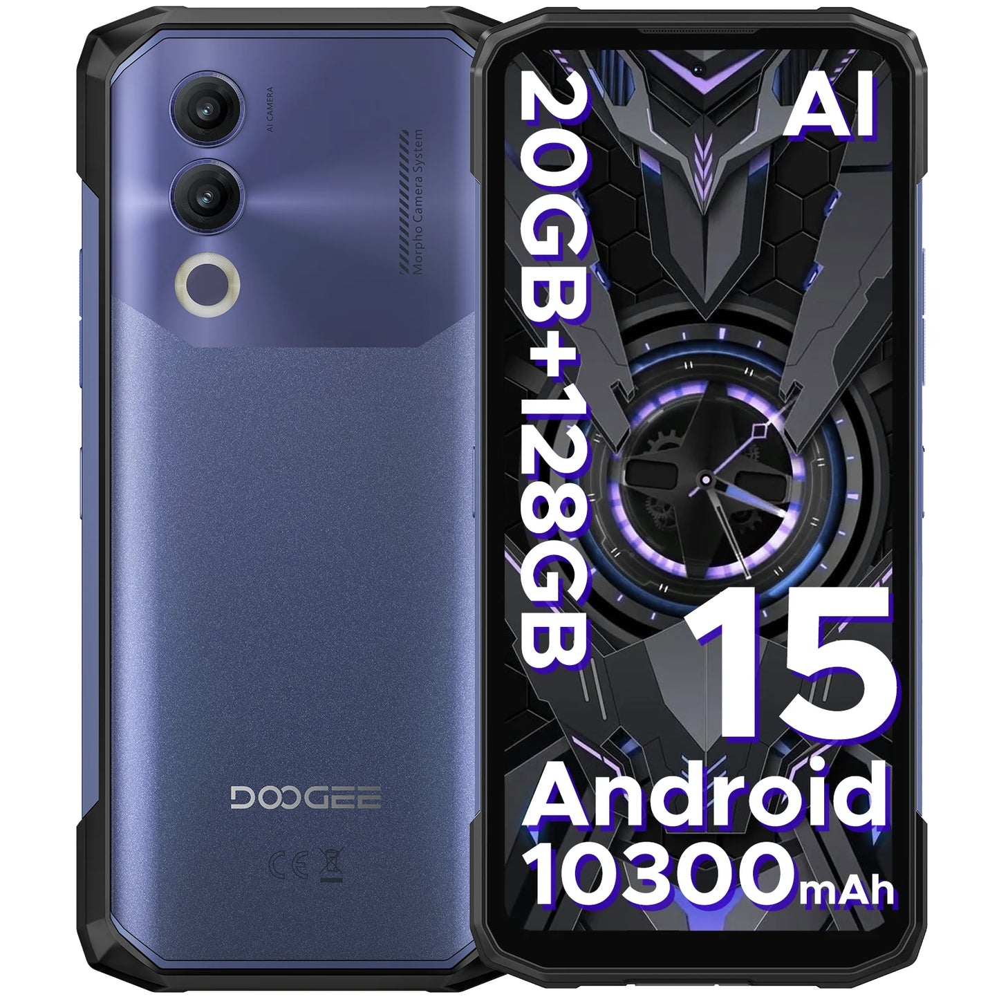 DOOGEE Blade20 Rugged Smartphone 6.6 Inch Display 10300mAh Battery NFC AI Camera