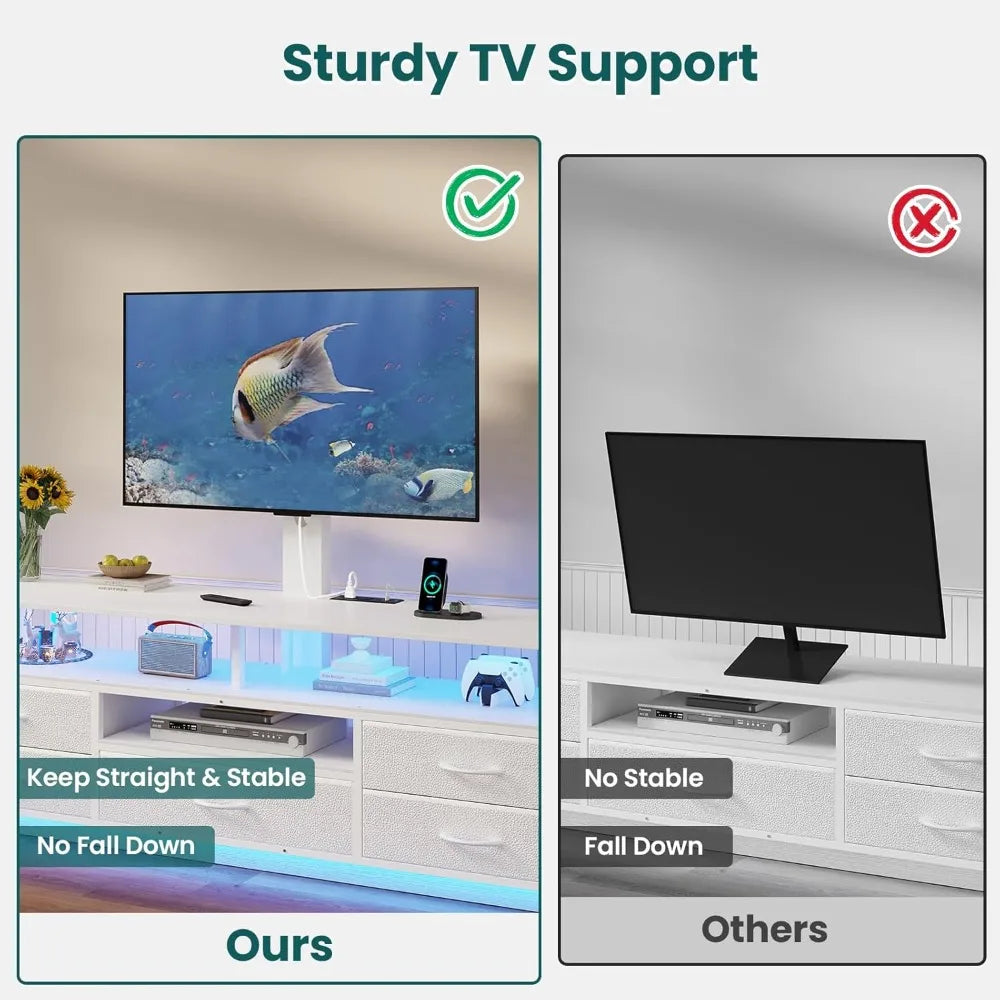 TV Stand With Mount Storage And Smart LED Lighting