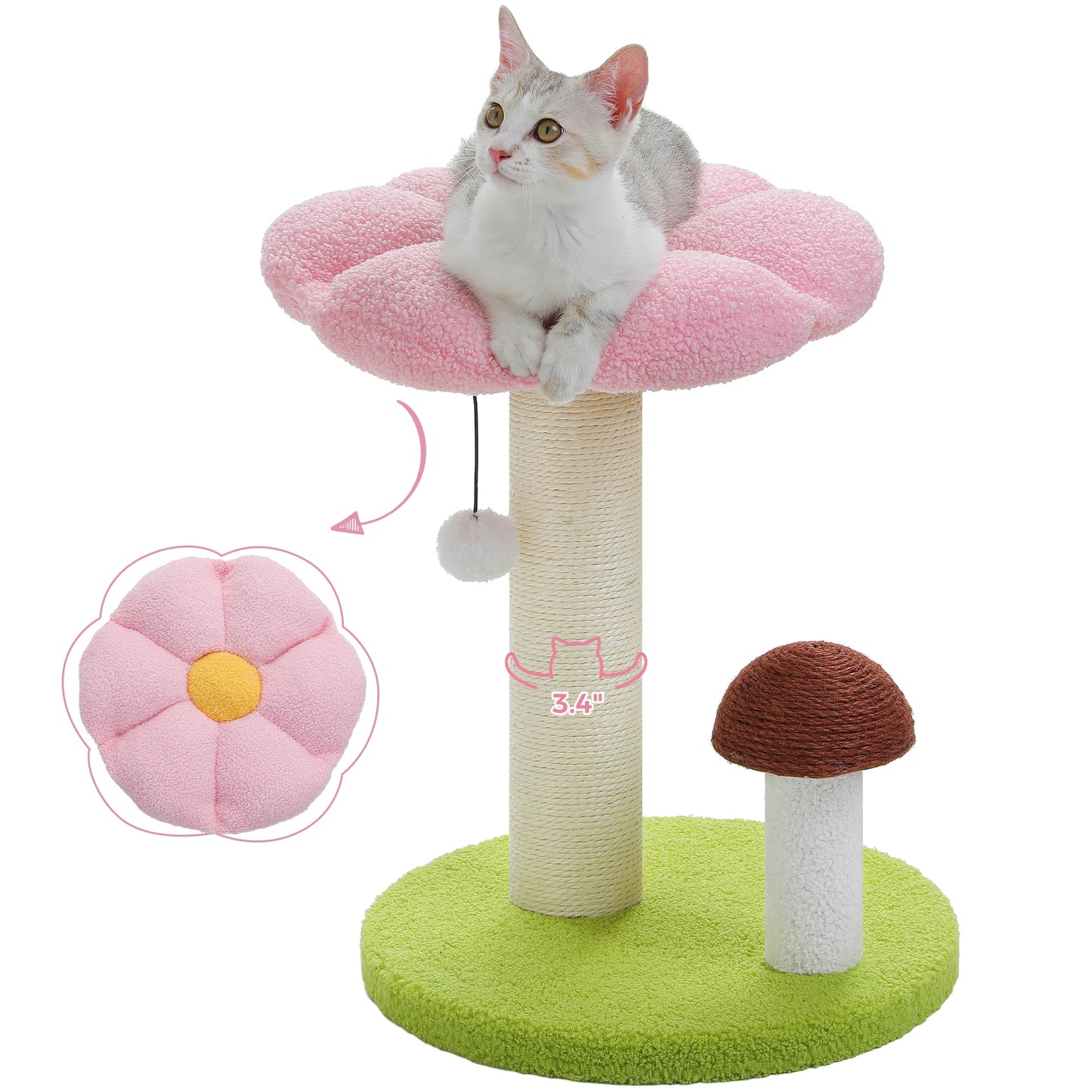 PAWZ Road Mushroom Cat Scratcher With Removable Flower Bed And Ball