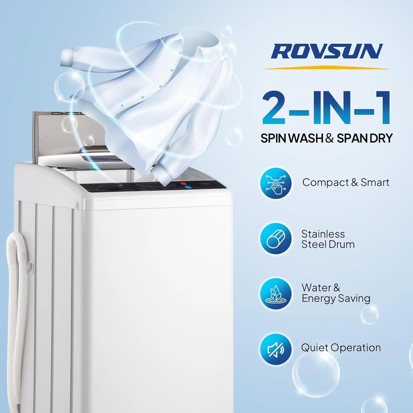 Portable Full Automatic Compact Washing Machine With Stainless Steel Drum