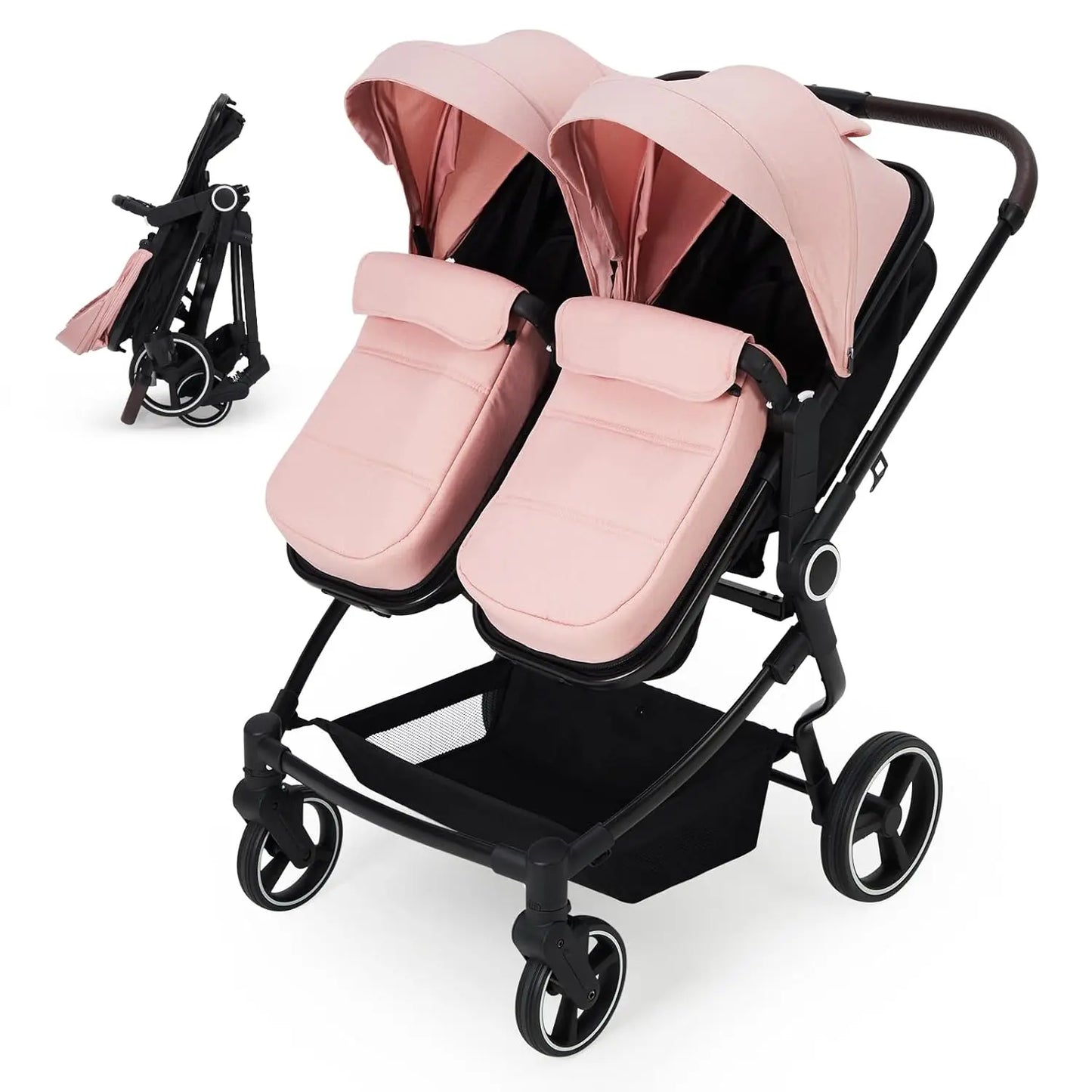 HiMISS Side By Side Twin Stroller Lightweight Foldable Travel