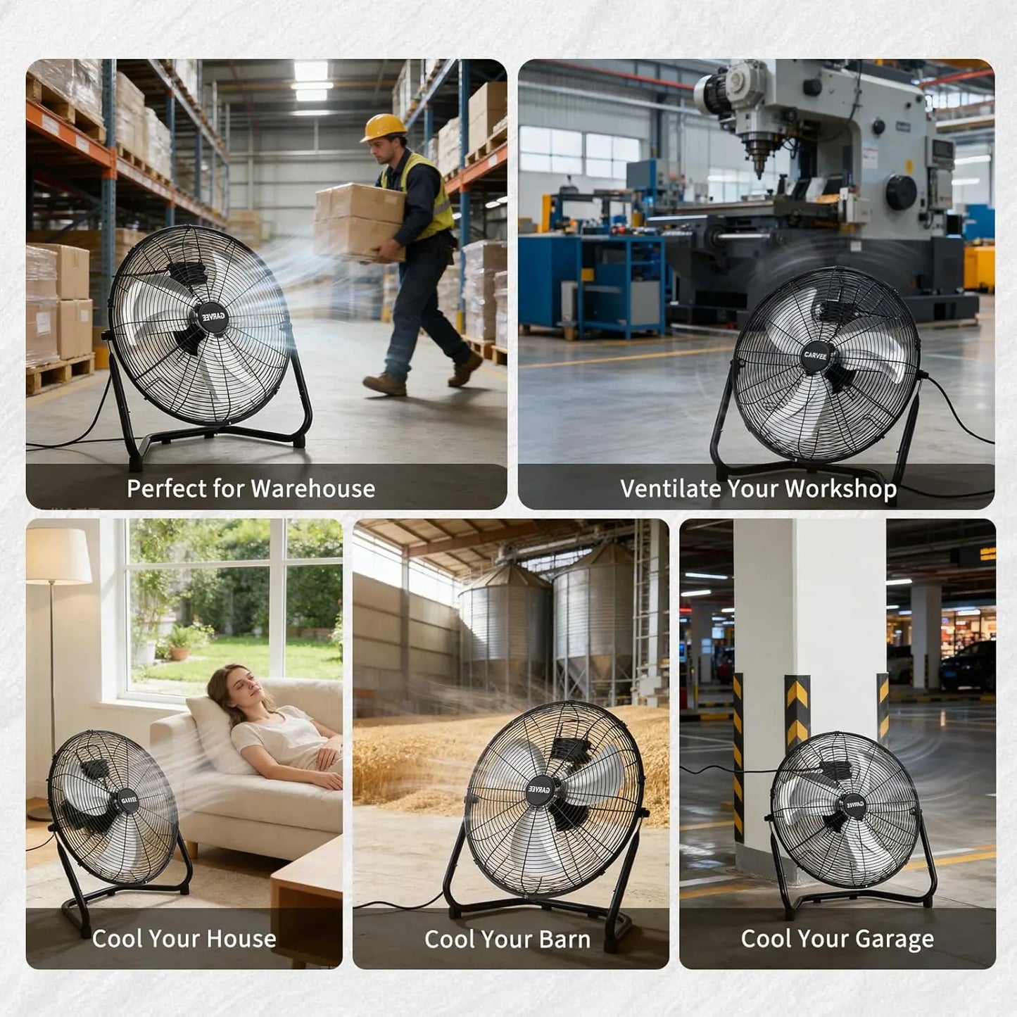 Acekool Industrial Floor Fan 3 Speed High Velocity Cooling