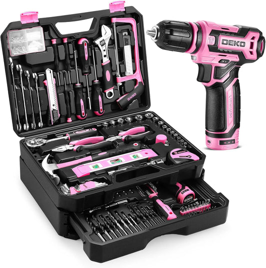 DEKO 12V Cordless Drill Tool Set With Storage Organizer Case