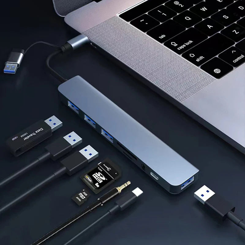 OULLX 8-In-1 USB-C Hub Docking Station With 3.5mm Audio