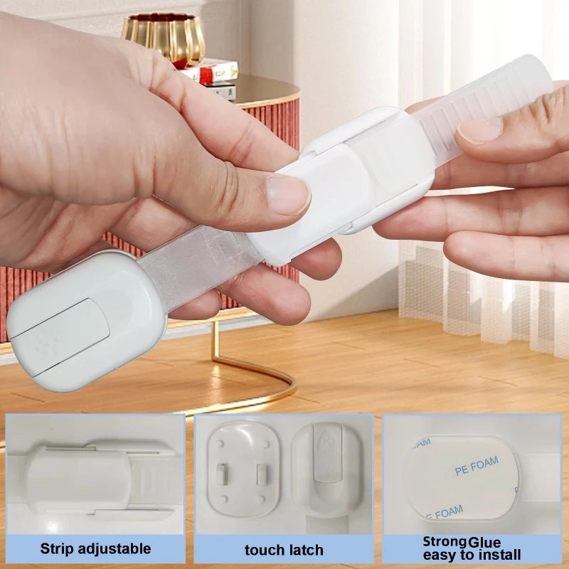 Baby Safety Locks for Cabinets and Drawers Adhesive Latch Straps