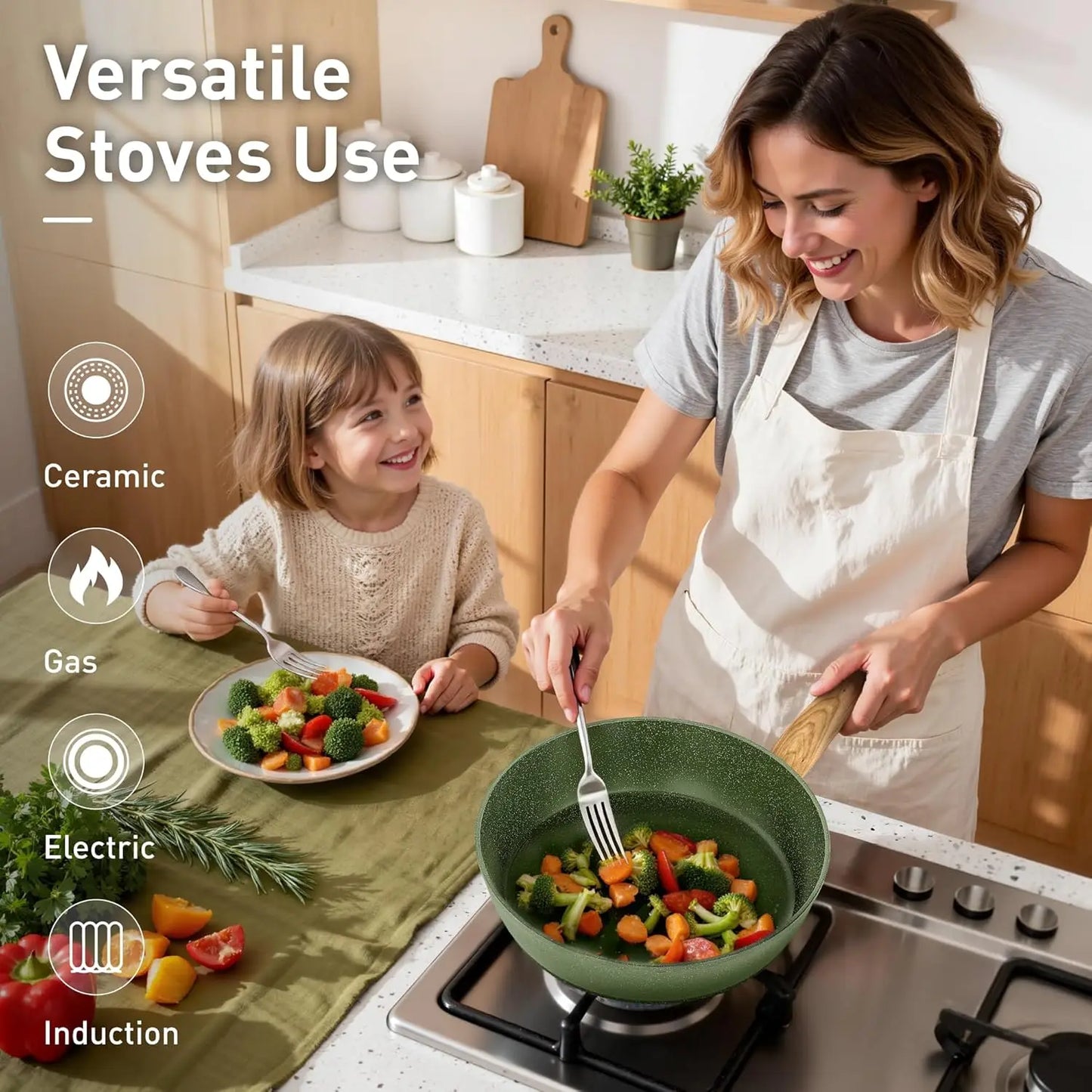 Nonstick Granite Induction Cookware Set PFOA PFOS Free Easy Clean