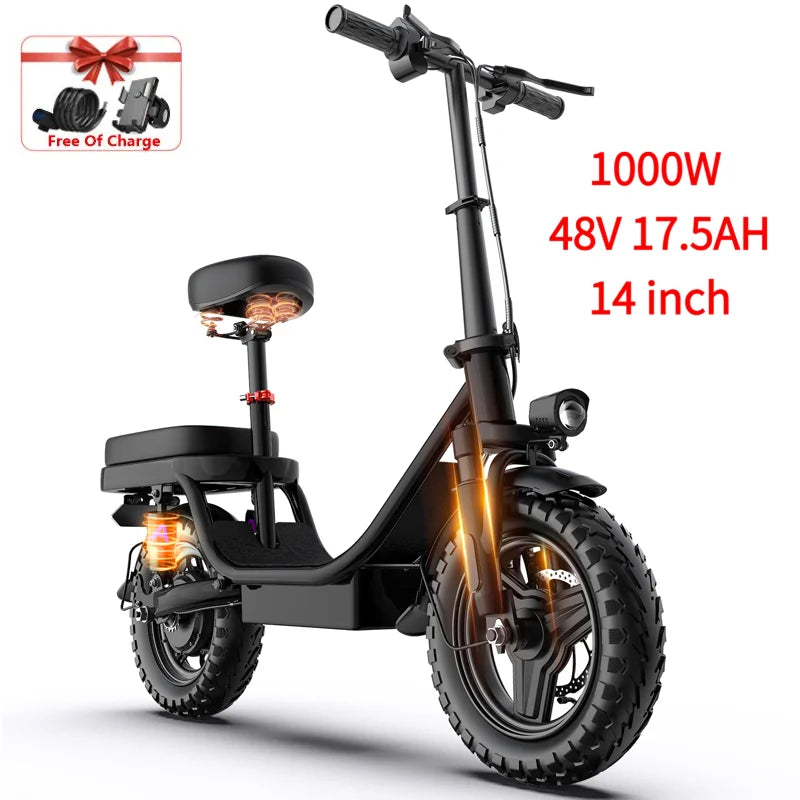 ZEFIORA Electric Bicycle 1000W 48V Aluminum Alloy Front Disc Brake
