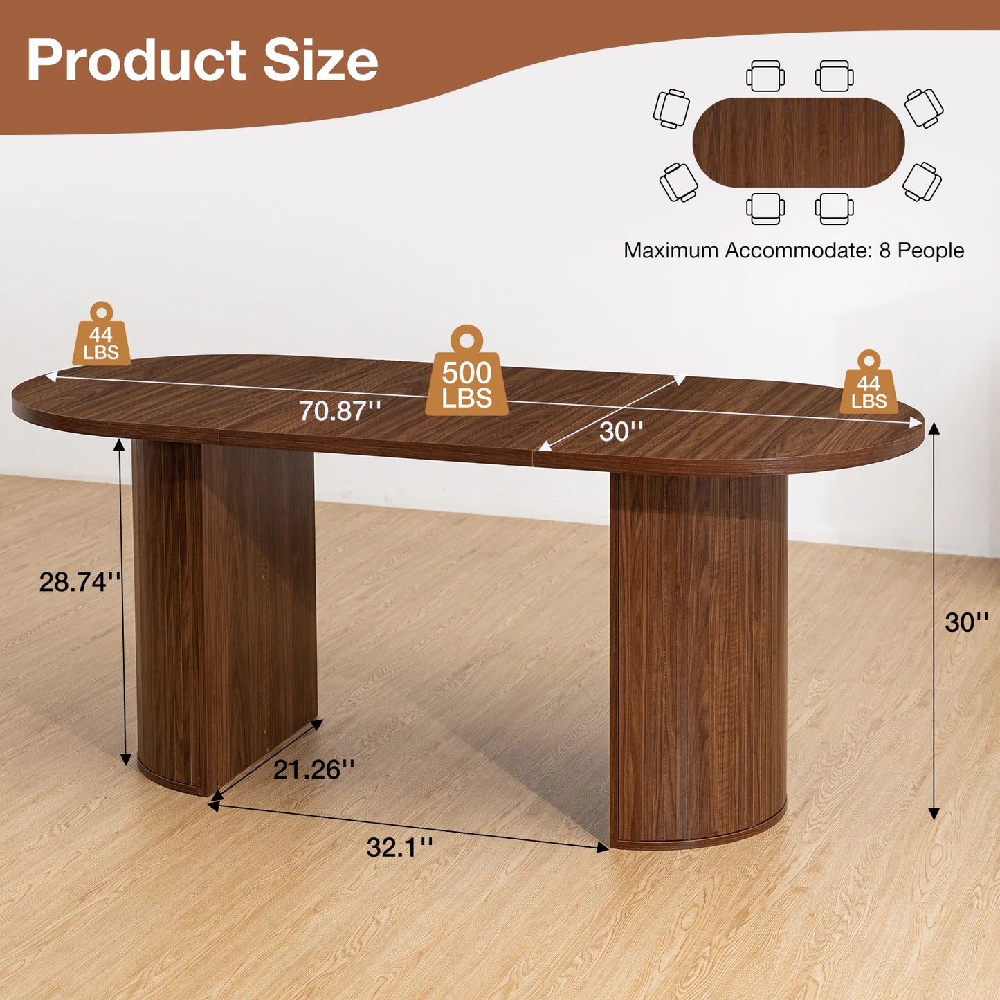 Wooden Oval Dining Table For Six To Eight With Finish