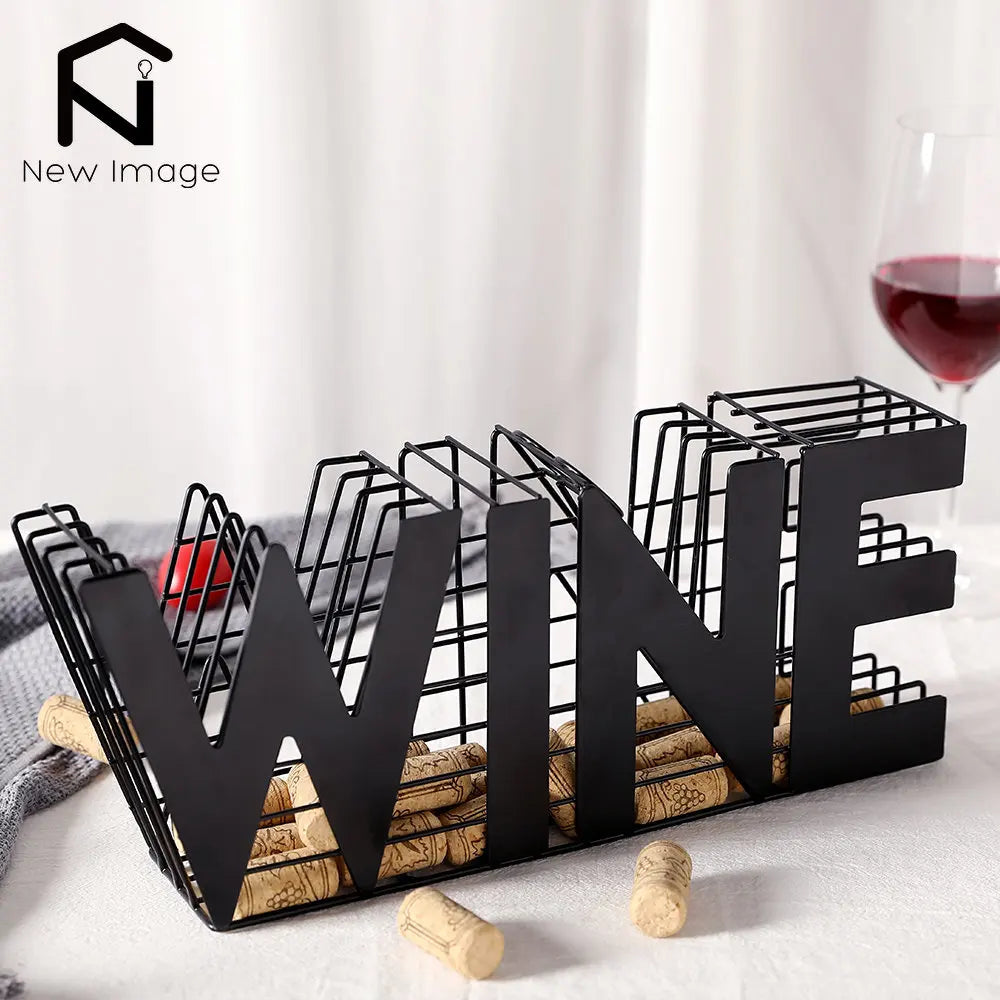 NEWIMAGE Modern Wine Cork Holder Rack for Kitchen Countertop Decor
