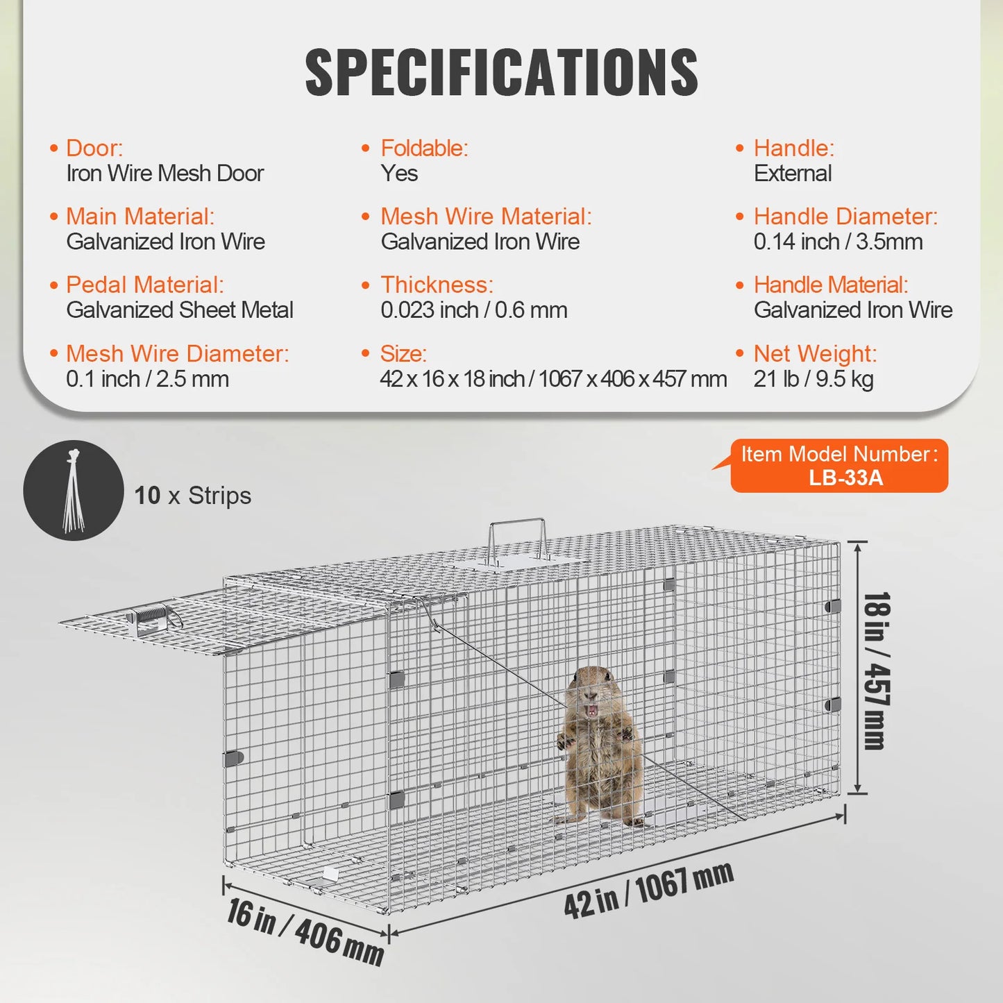 SucceBuy Live Animal Cage Trap With Foldable Handle