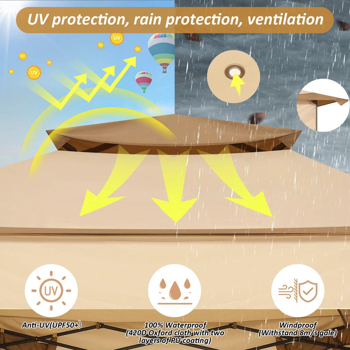 Cobizi Outdoor Pop Up Canopy Tent With Mosquito Nettings