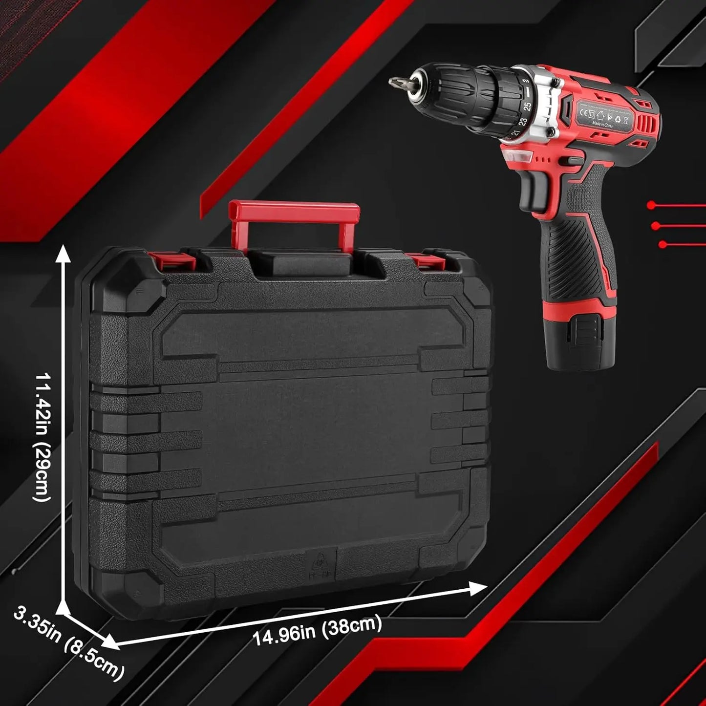 TLGREEN 138 Piece Power Tool Set With 12V Cordless Drill