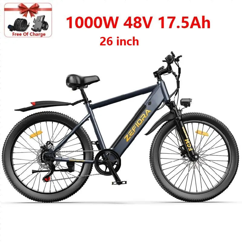 ZEFIORA Electric Bicycle 1000W 48V Aluminum Alloy Front Disc Brake