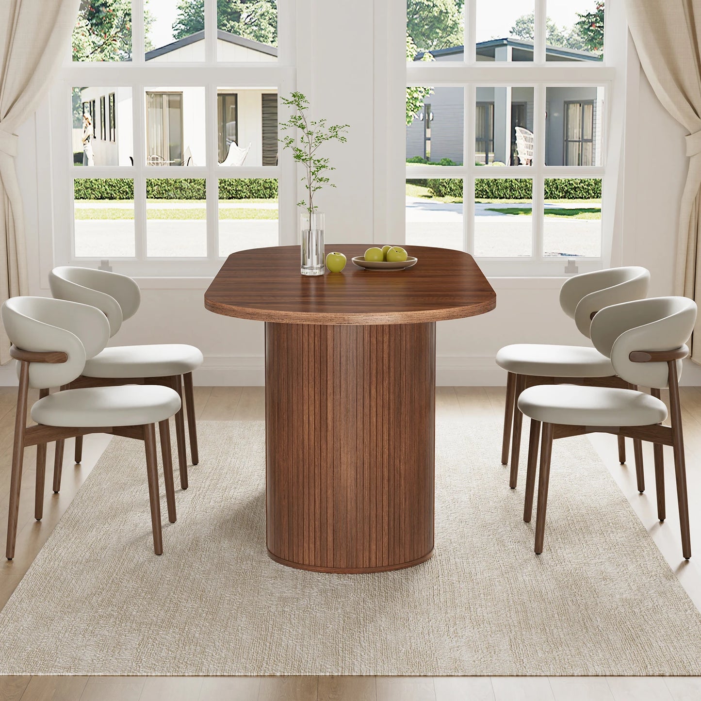 Wooden Oval Dining Table For Six To Eight With Finish