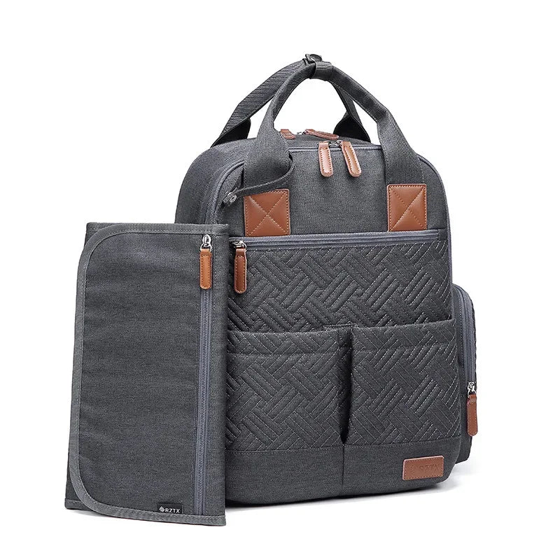 Denim Diaper Backpack With Changing Mat For Moms Large Capacity