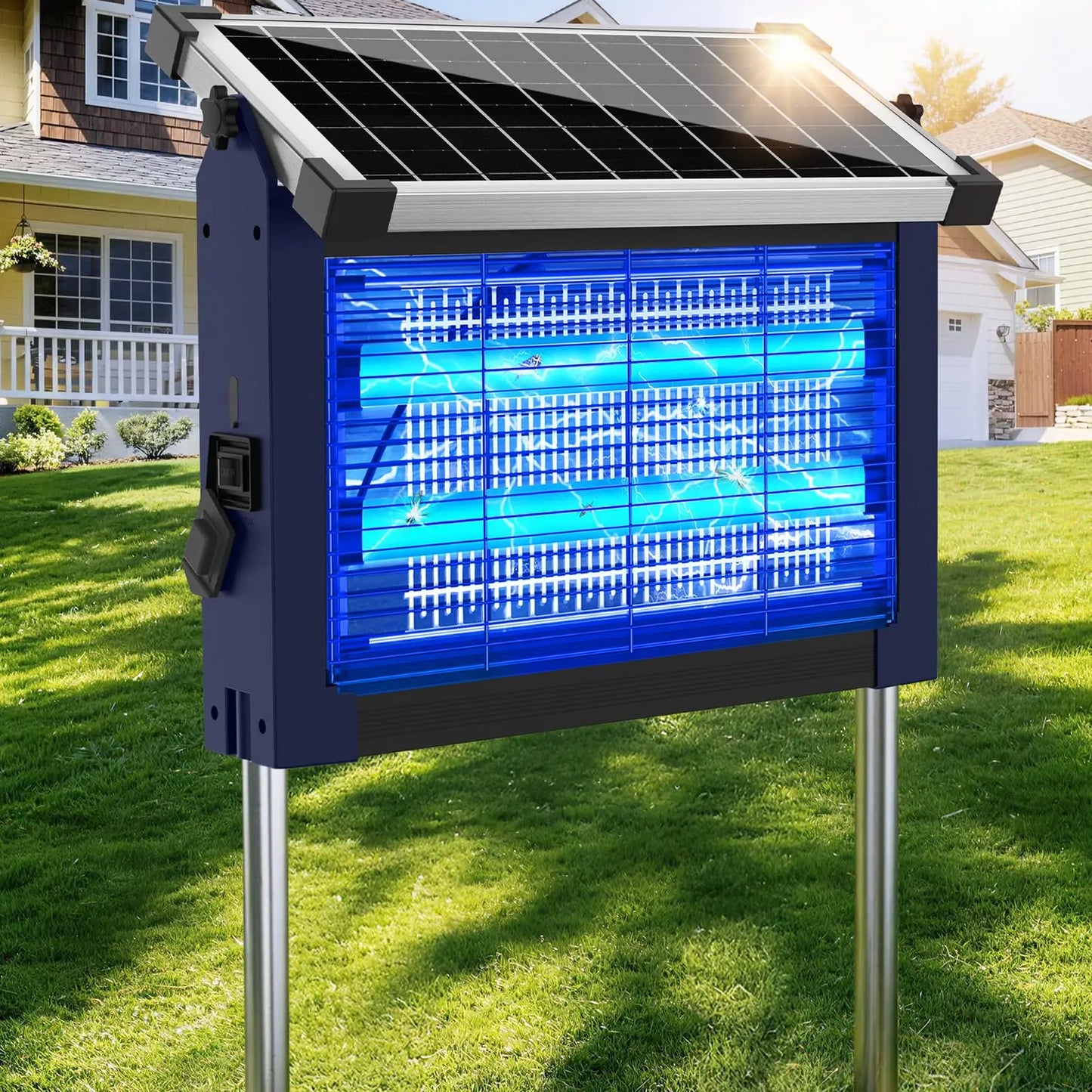 Solar Mosquito Zapper 4500V Outdoor Waterproof With Panel Sensor
