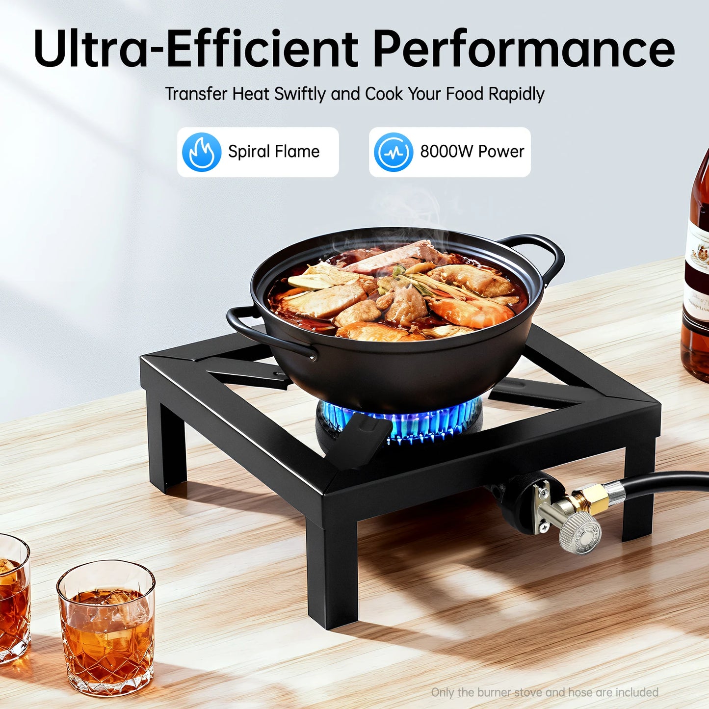 Portable Single Burner Outdoor Gas Stove With Adjustable Regulator Hose